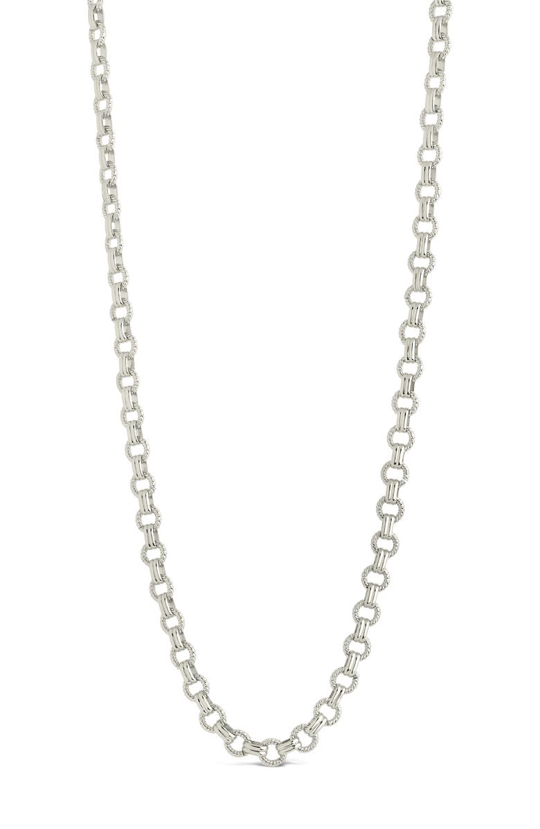 Sterling Forever Parker Textured Chain Necklace, Main, color, Silver