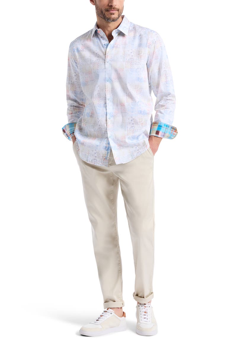 Vista Classic Fit Stretch Button-Up Shirt, Alternate, color, MULTI WHITE