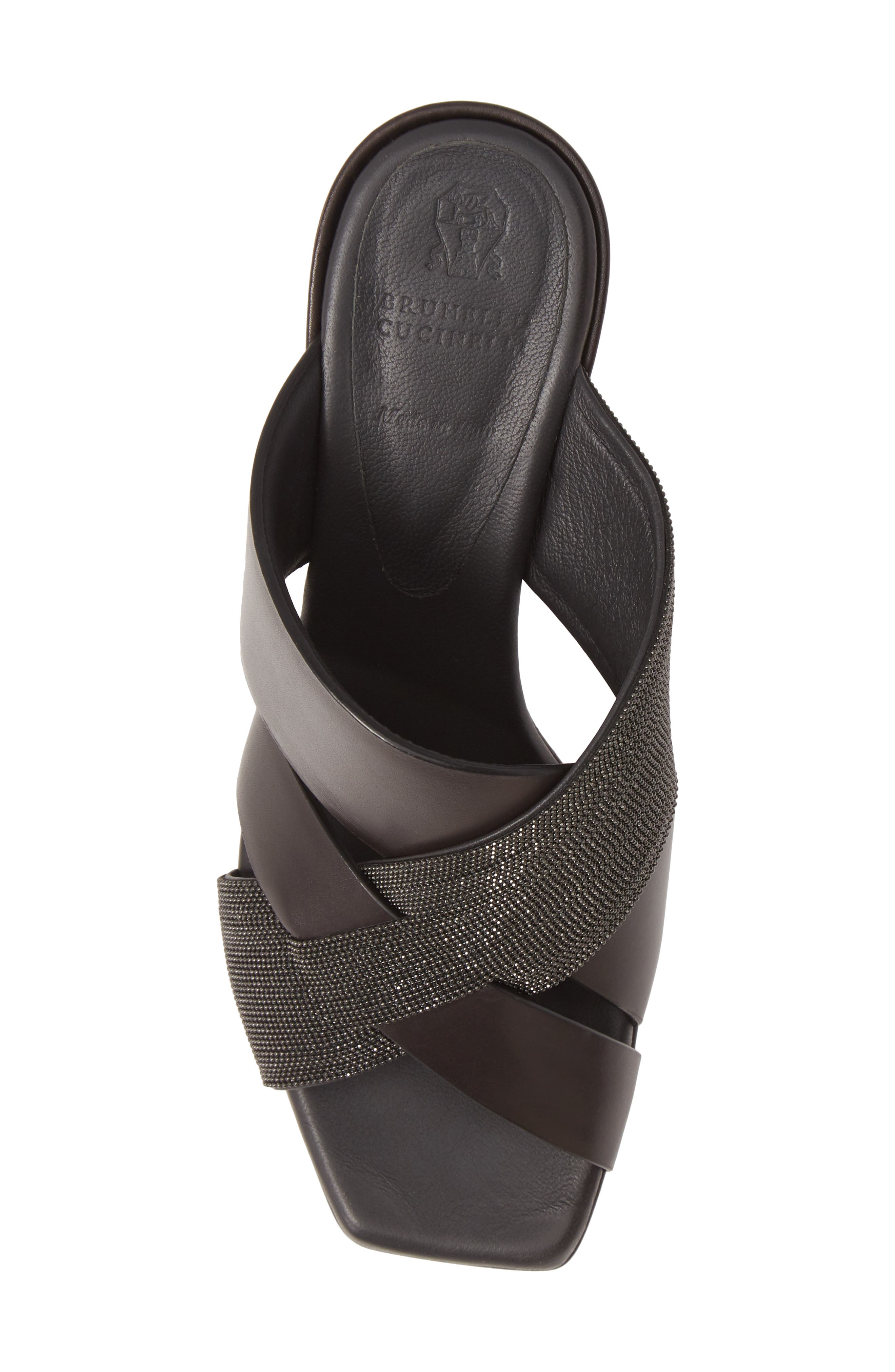 Brunello Cucinelli Asymmetric Cross Strap Slide Sandal, Alternate, color, 