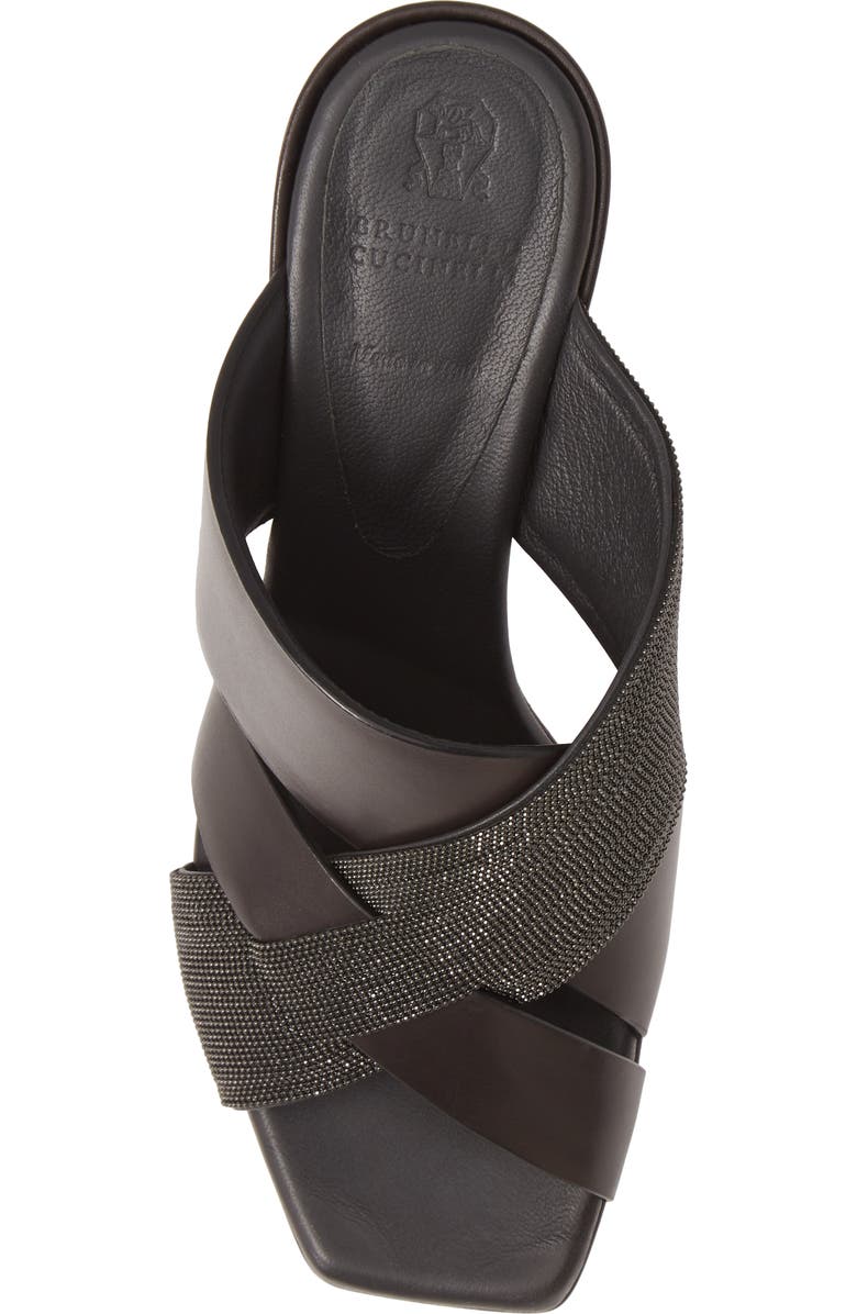 Brunello Cucinelli Asymmetric Cross Strap Slide Sandal, Alternate, color,