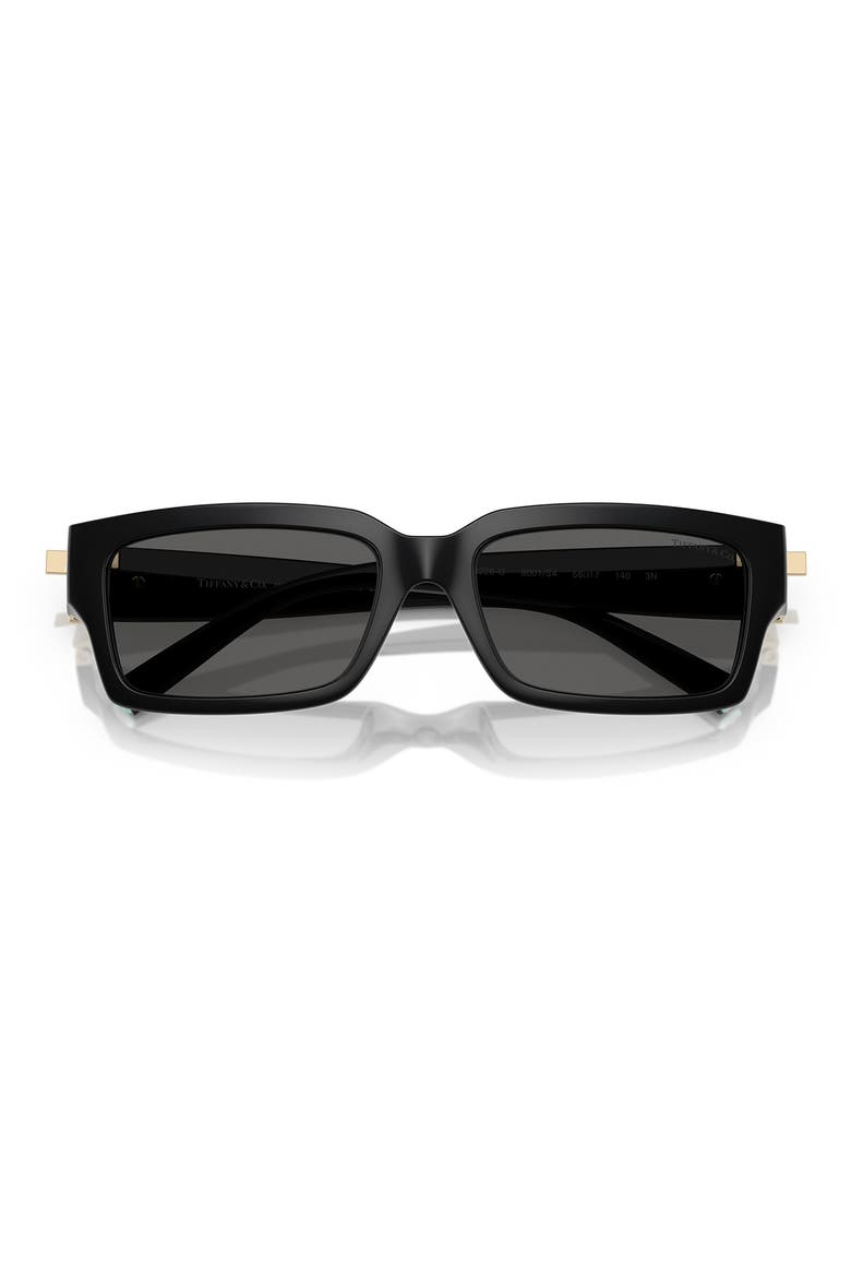 56mm Rectangular Sunglasses, Alternate, color, BLACK