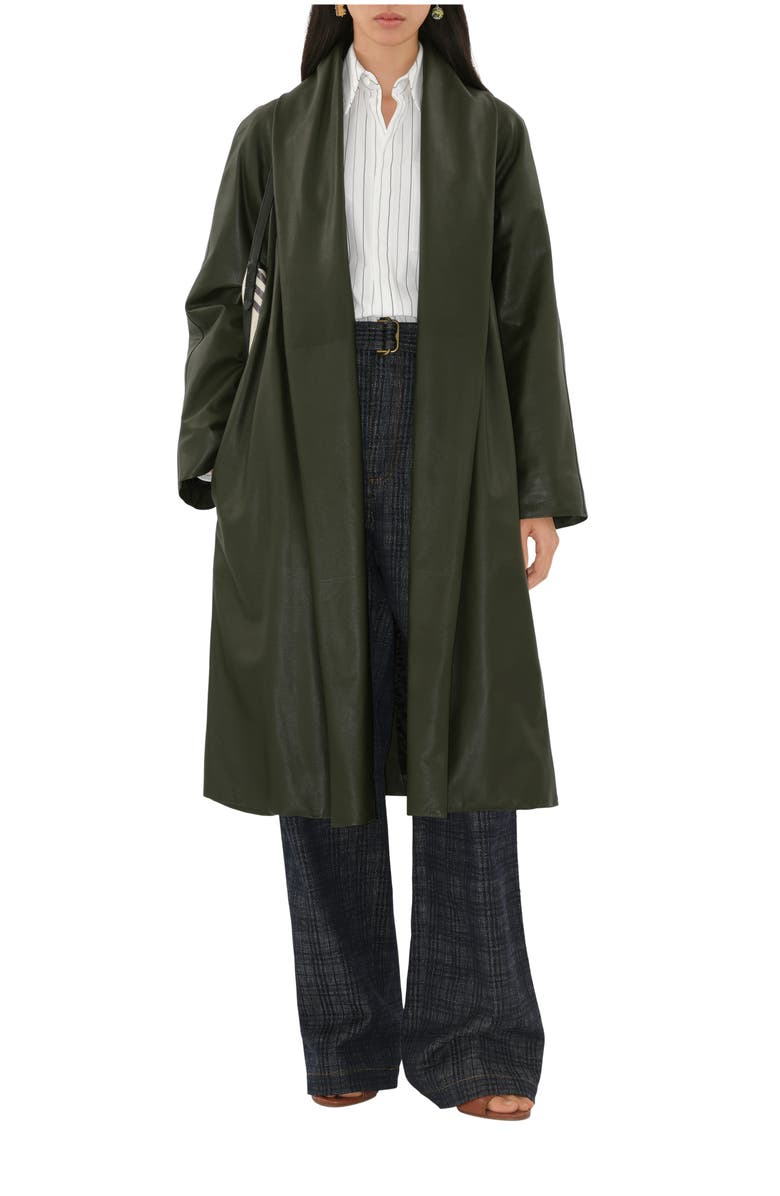 Burberry Leather Wrap Coat, Main, color, Shale