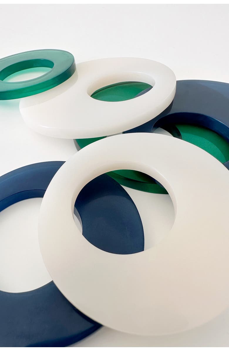 Pillowpia Resin Napkin Rings Large Set/4, Alternate, color, Sapphire