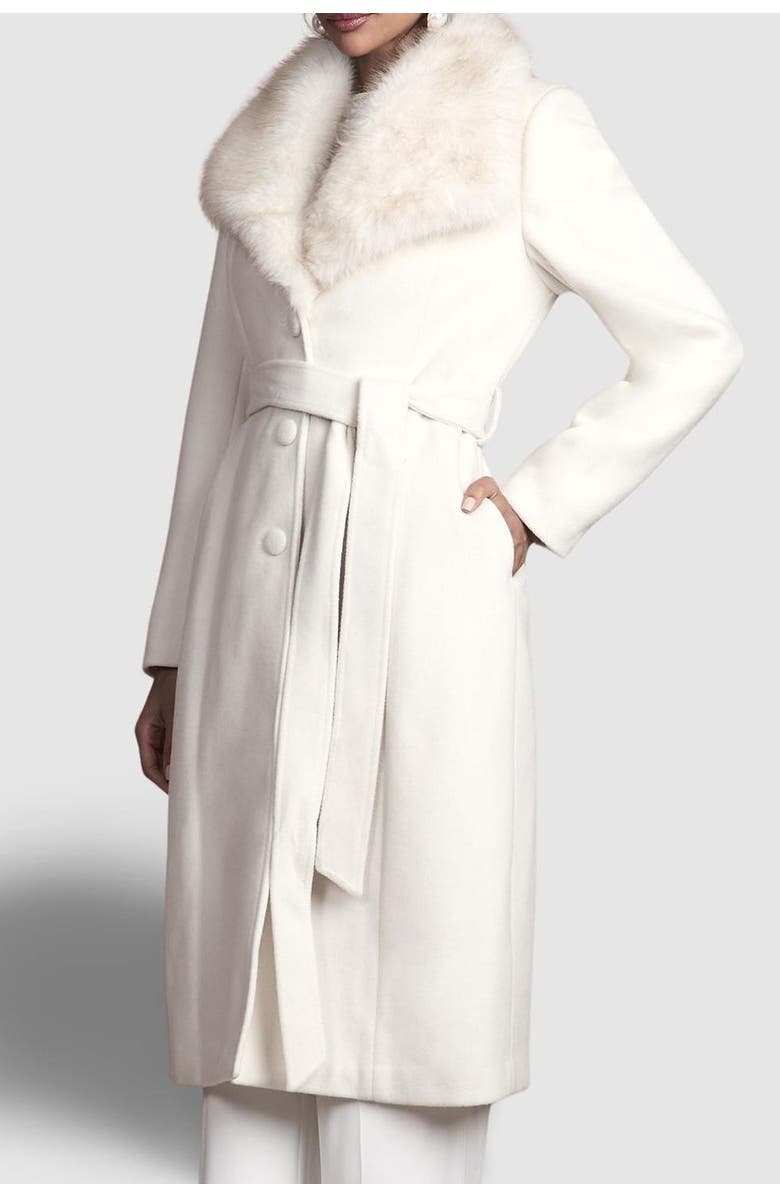 Coast Faux Fur Collar Belted Midi Coat, Alternate, color,