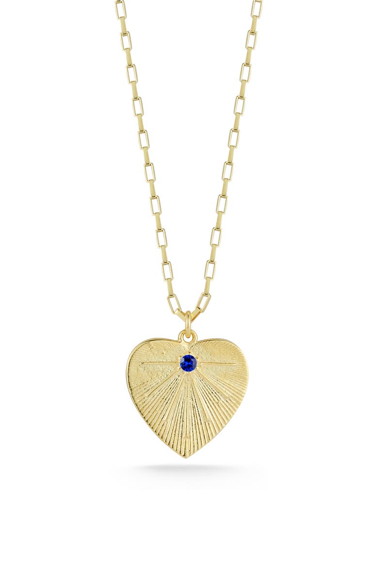 SPHERA MILANO 14K Gold Plated Sterling Silver & CZ Heart Pendant Necklace, Main, color, 