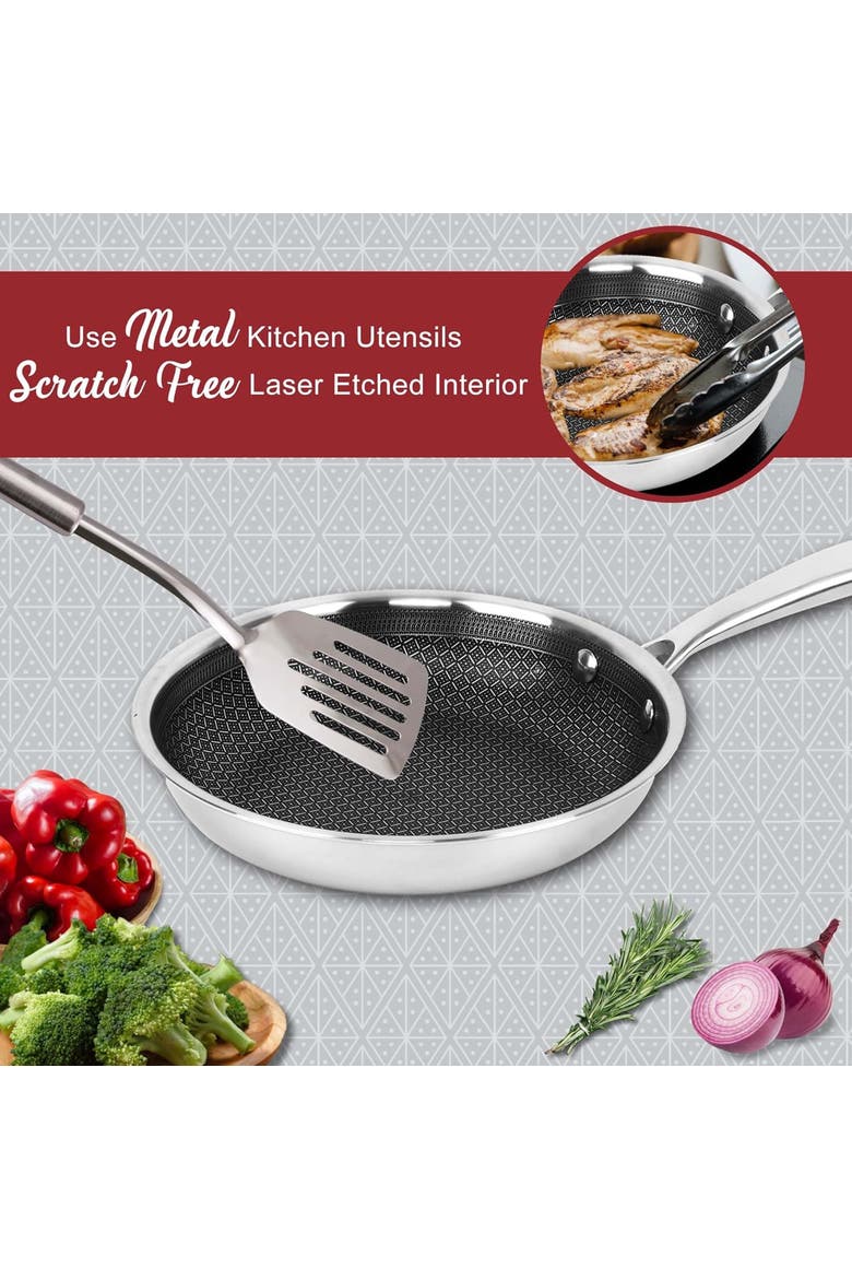9.5 inch Hybrid Non-Stick Stainless Steel Frying Pan, Alternate, color, Silver
