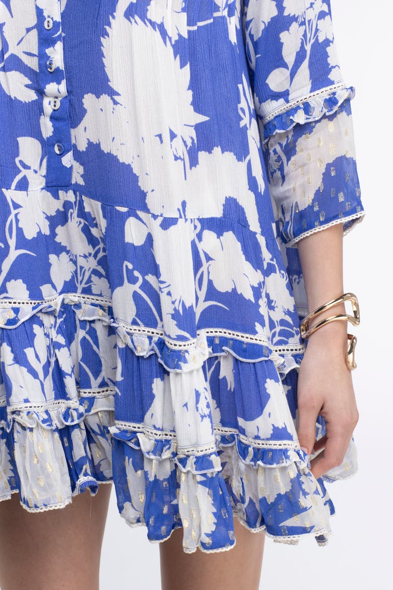 Bella Ciao Cover-Up Flower Mini Dress, Alternate, color, Blue