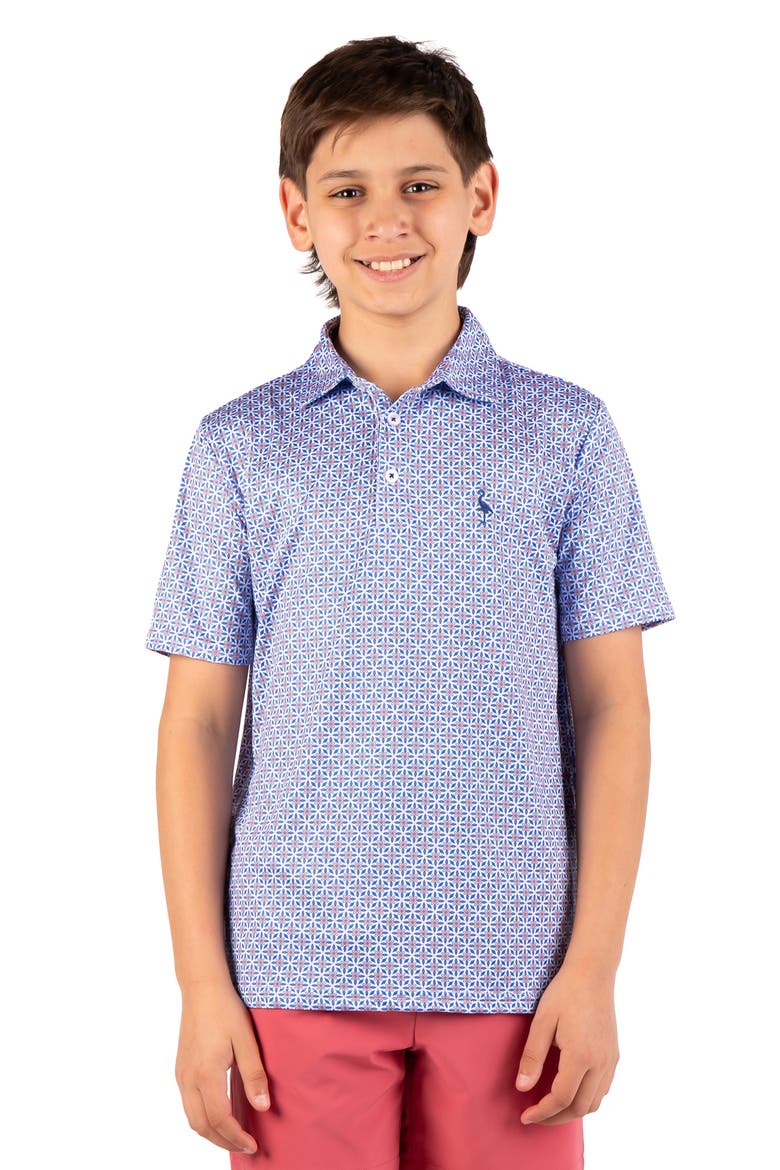 Kids' Geometric Floral Knit Polo, Main, color, BLUE