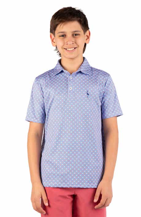 TailorByrd Kids' Geometric Floral Knit Polo