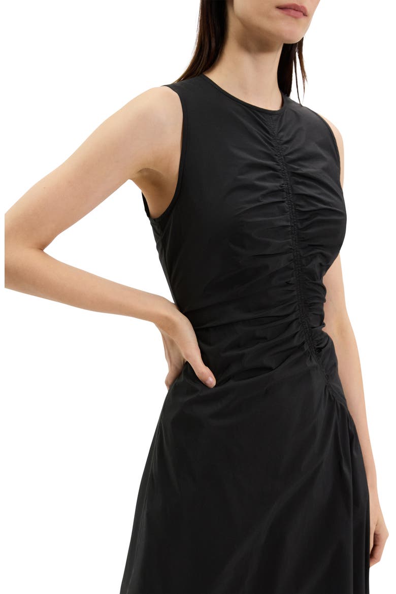 Asymmetric Ruched Sleeveless Midi Dress, Alternate, color, BLACK