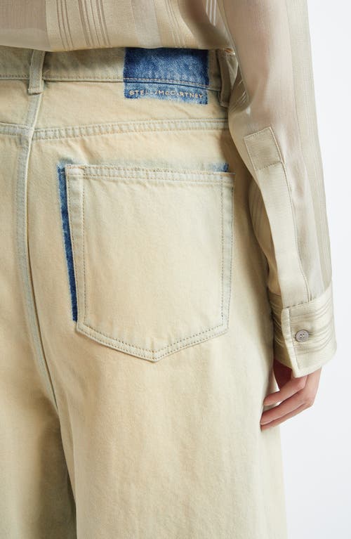 Shop Stella Mccartney Overdyed Distressed Wide Leg Jeans In Sand Denim Overdyed