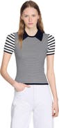 SANDRO Striped polo-style sweater