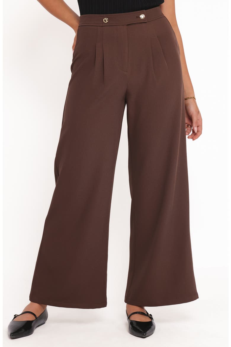 Corfu Pleat Front Wide Leg Pants, Main, color, BROWN