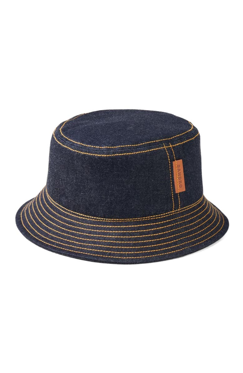 SANDRO Denim bucket hat, Main, color, 