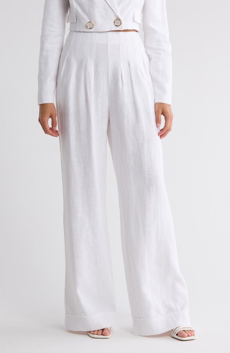 Ramy Brook Dalia Pleated Wide Leg Pants, Main, color, White