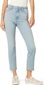 Hudson Jeans Harlow Ultrahigh Waist Fray Hem Ankle Cigarette Jeans