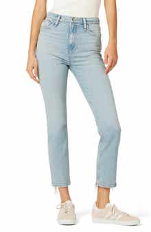 Hudson Jeans Harlow Ultrahigh Waist Fray Hem Ankle Cigarette Jeans