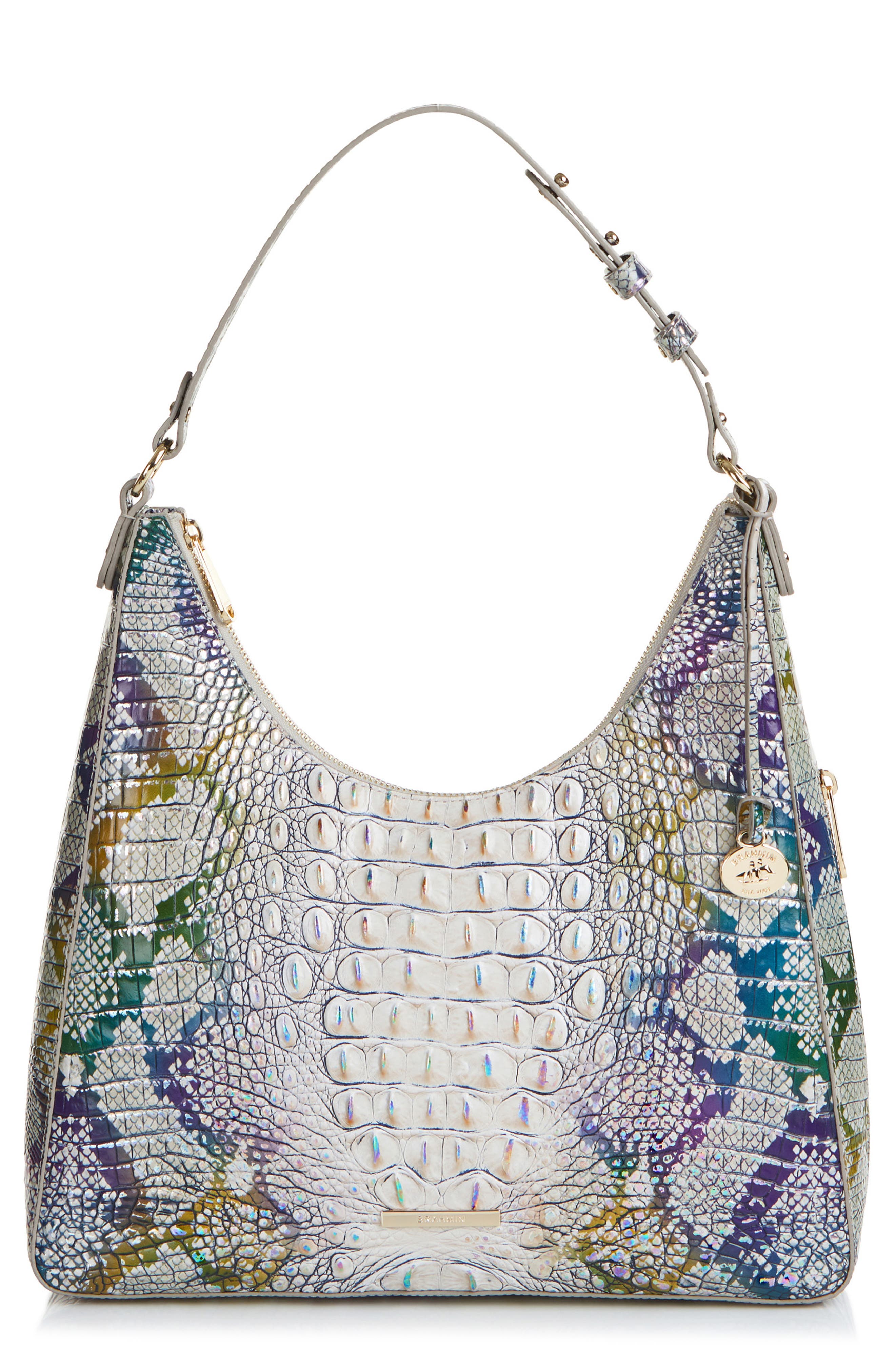 Brahmin Tabitha Croc Embossed Leather Shoulder Bag, Main, color, 