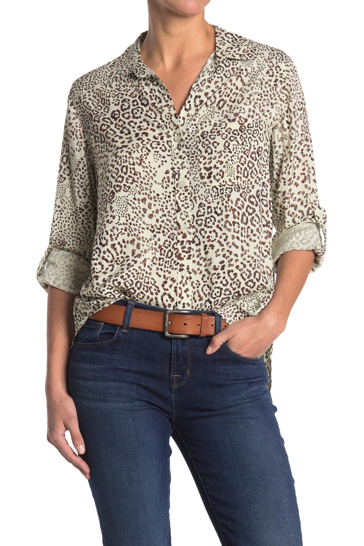 VELVET HEART Elisa Button Front Animal Print Blouse