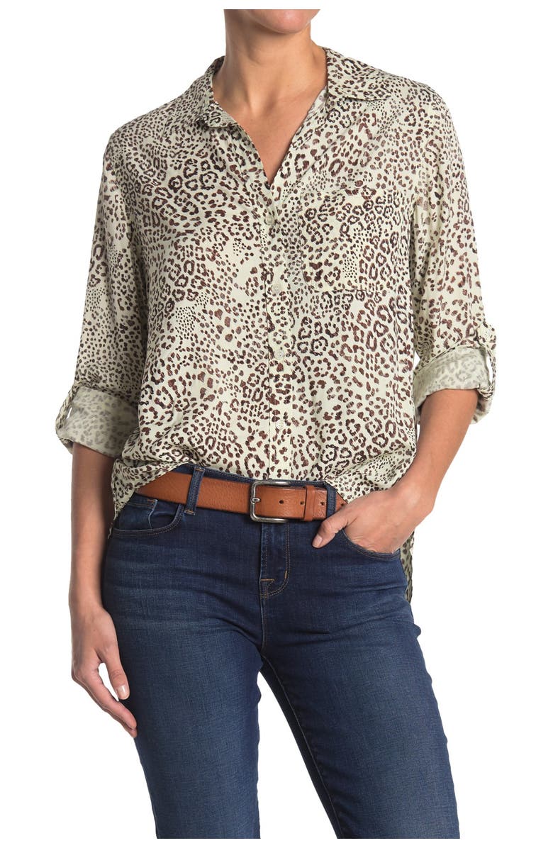 VELVET HEART Elisa Button Front Animal Print Blouse, Main, color, 