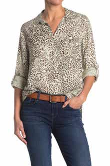 VELVET HEART Elisa Button Front Animal Print Blouse