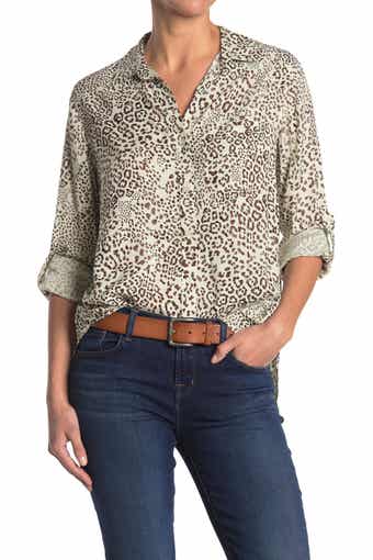 VELVET HEART Elisa Button Front Animal Print Blouse