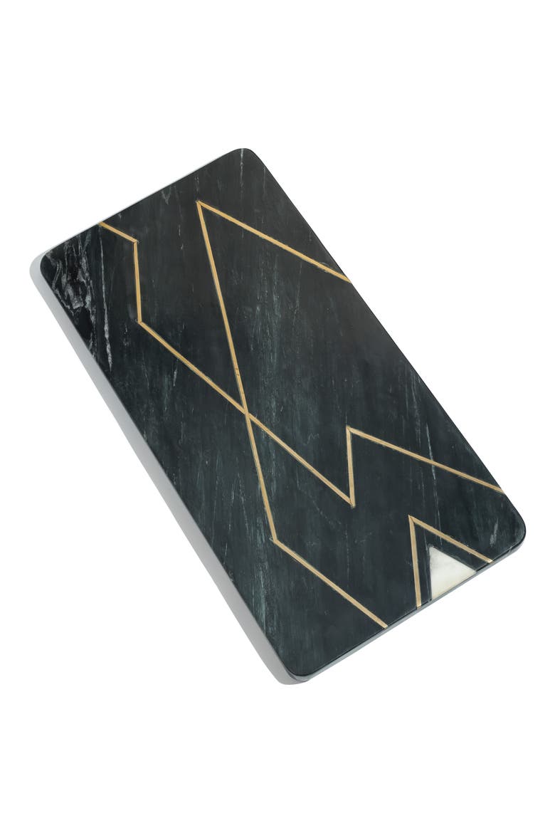 Obsidian Elegance Marble Platter, Main, color, BLACK
