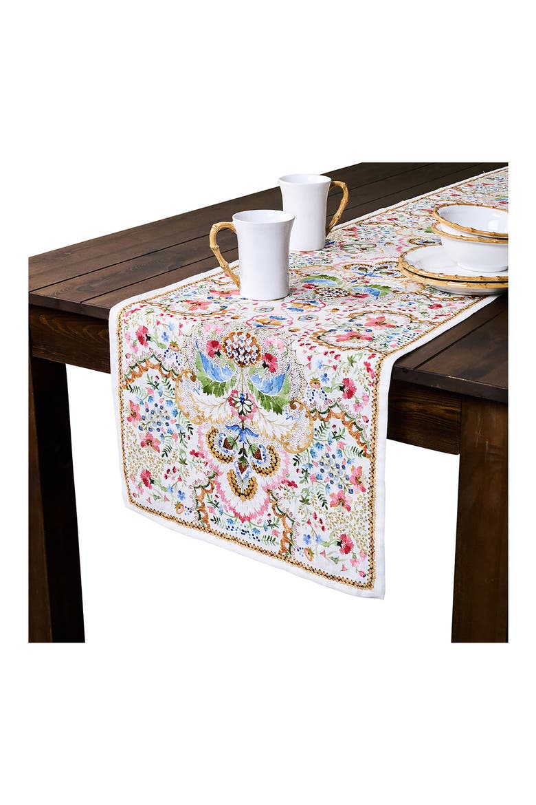 Sofia Linen Table Runner, Alternate, color, MULTI GREEN