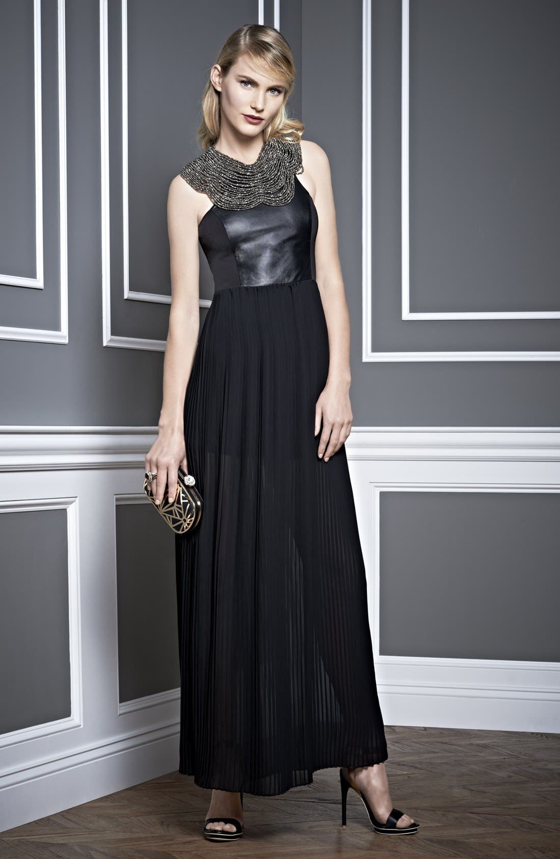 Natasha Couture 'Deco' Clutch, Alternate, color, BLACK