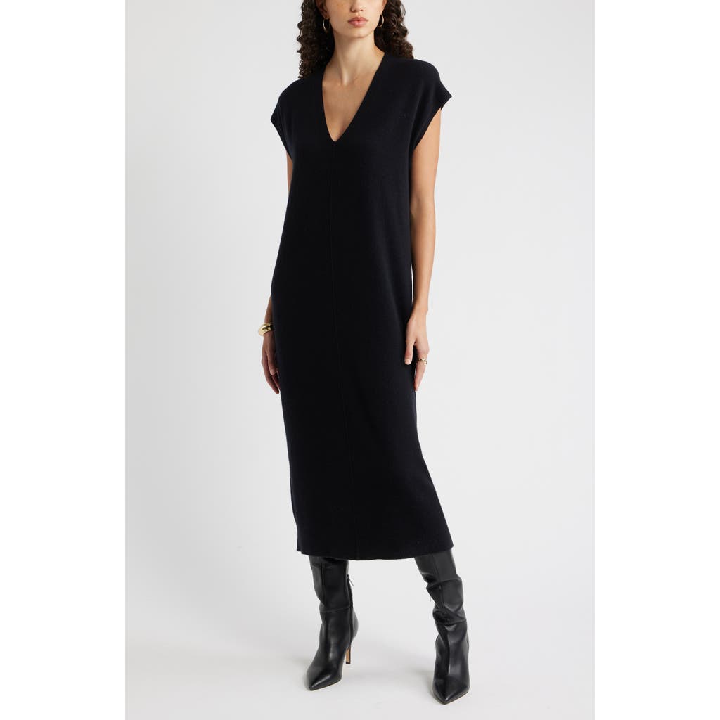 Nordstrom Wool & Cashmere Blend Shift Dress In Black