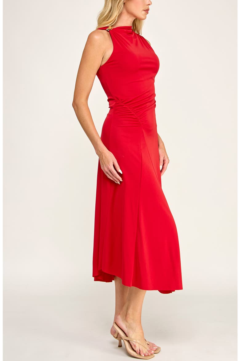Asymmetrical Knit Midi Dress, Alternate, color, RED