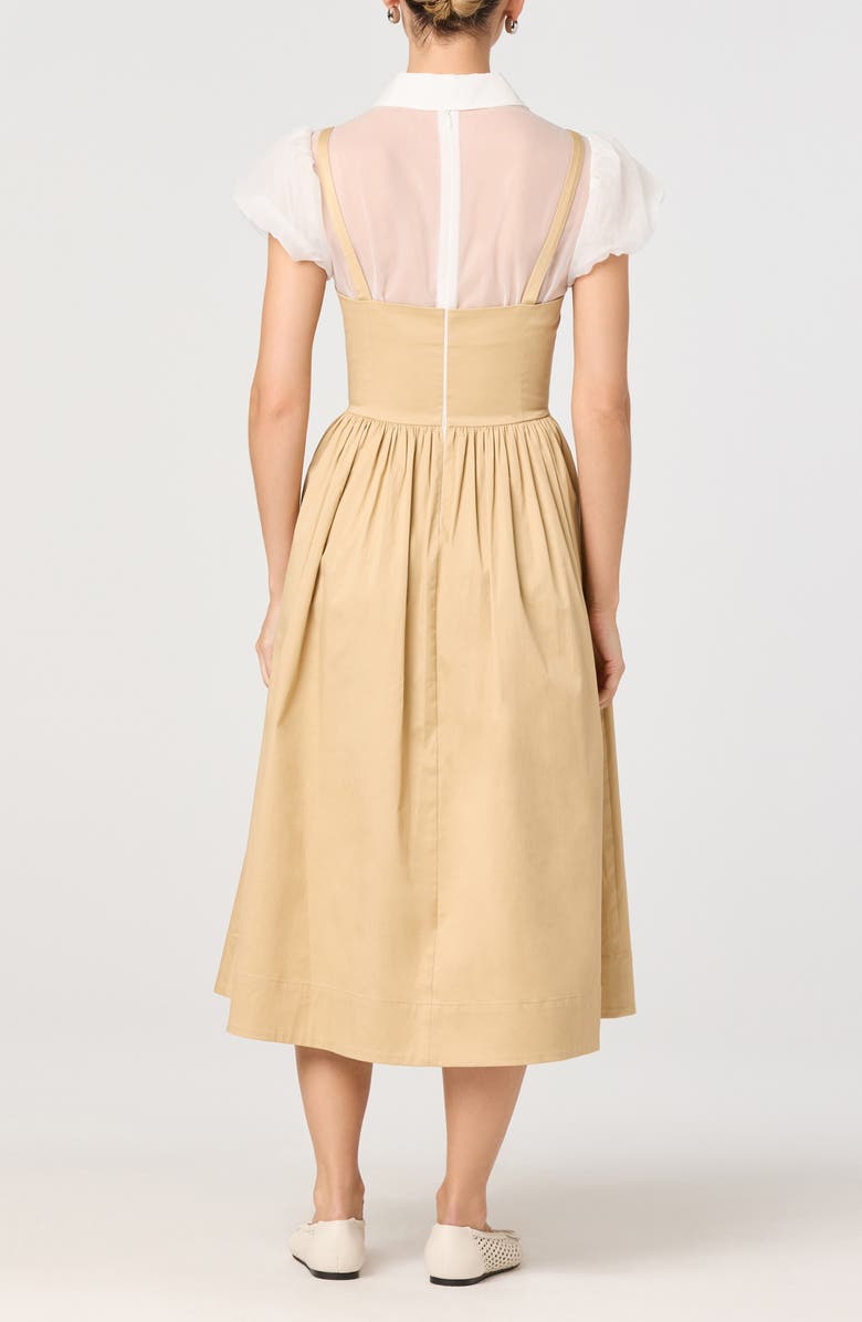 ASTR the Label Carrington Mixed Media Midi Dress, Alternate, color, Khaki White