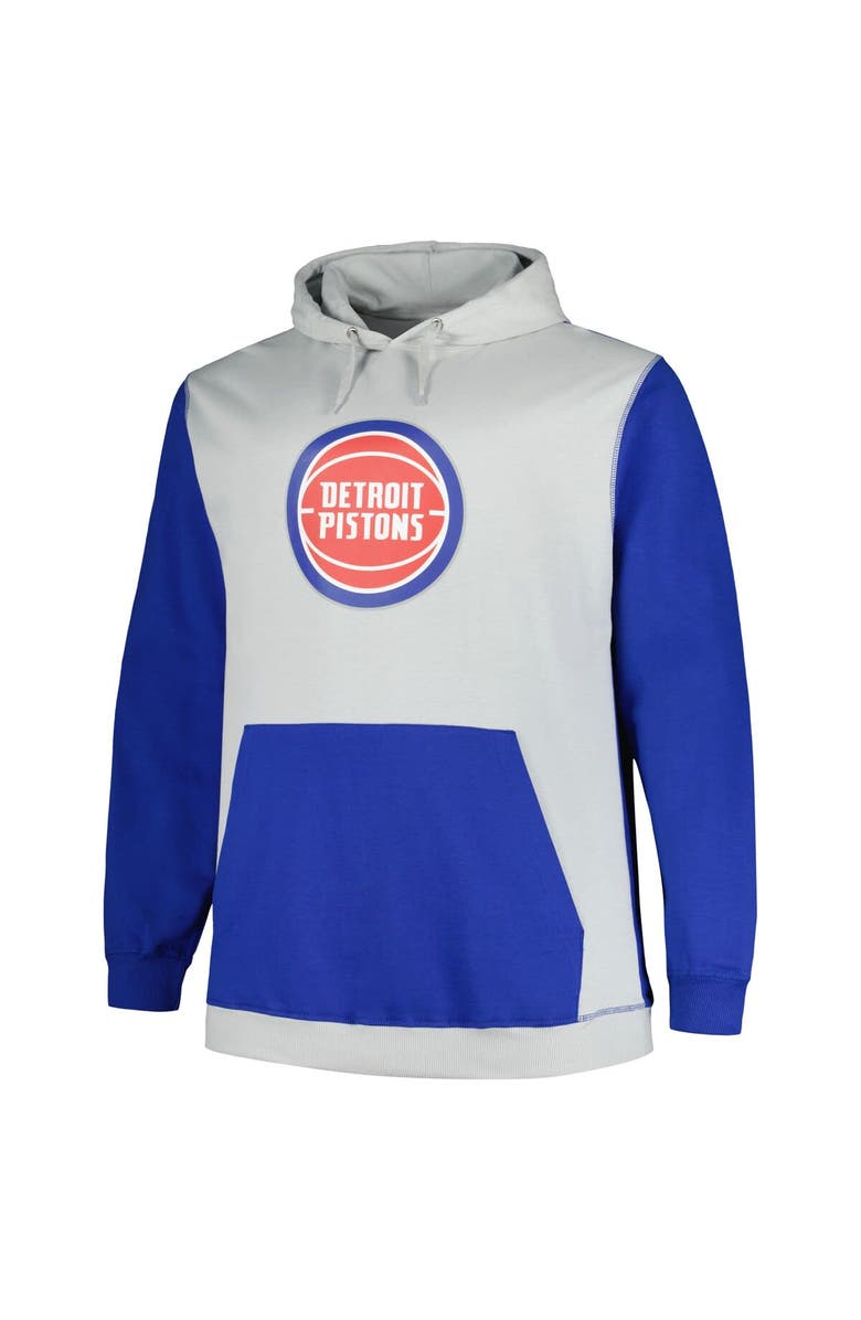 FANATICS Men's Fanatics Branded  Blue/Silver Detroit Pistons Big & Tall Primary Arctic Pullover Hoodie, Alternate, color, 