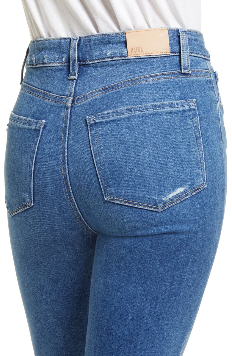 PAIGE Sarah Ripped High Waist Slim Straight Leg Jeans, Alternate, color, Road Rules Destructed