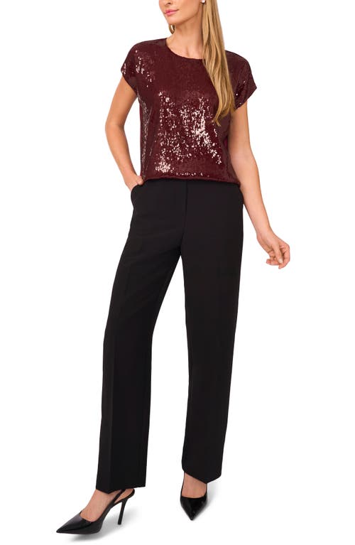Halogenr Halogen(r) Sequin Cap Sleeve Top In Burgundy