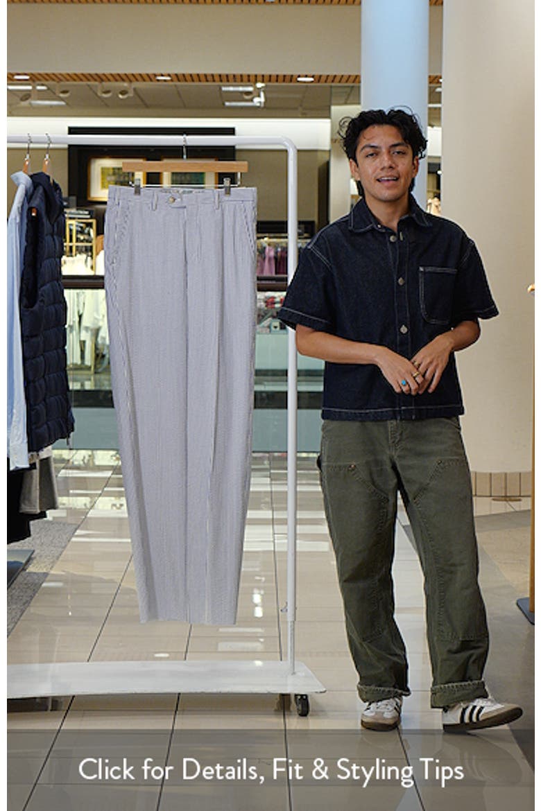 Flat Front Stripe Cotton Seersucker Pants video