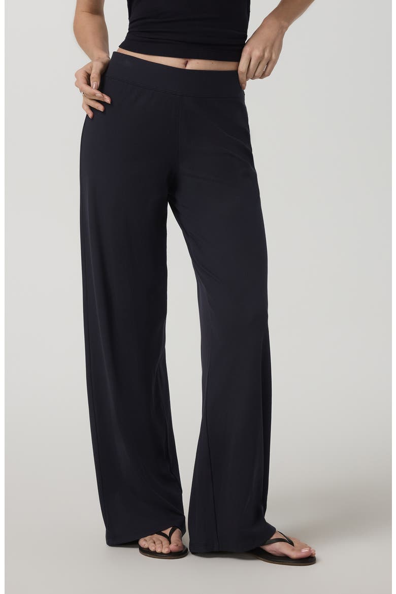 Pose Rib Wide Leg Sweatpants, Main, color, BLACK