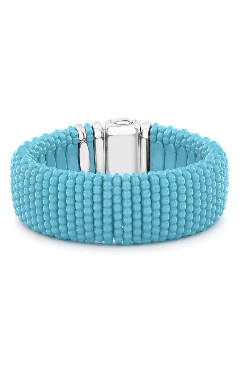 LAGOS Wide Blue Ceramic Caviar Bracelet, Main, color,