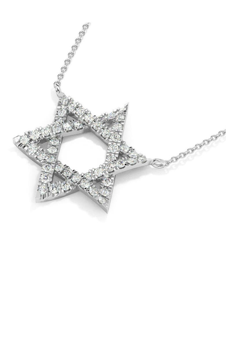 Bliss Diamond 1Ct TW Diamond Jewish Star Pendant 14k Gold Lab Grown Necklace 1" Tall, Alternate, color, 14K White Gold
