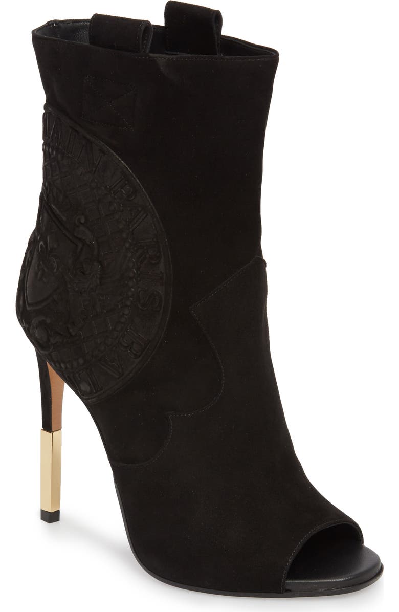 Balmain Clea Logo Embossed Bootie, Main, color,
