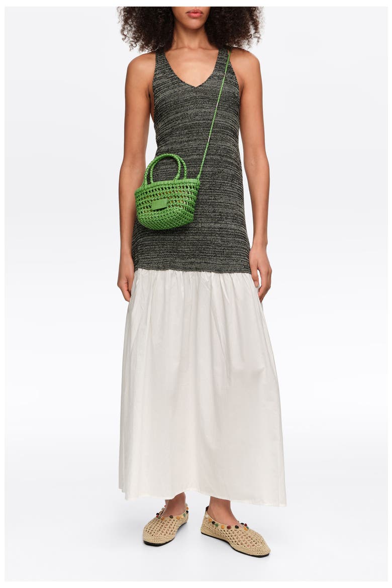Two-Material Knit Dress, Alternate, color, WHITE