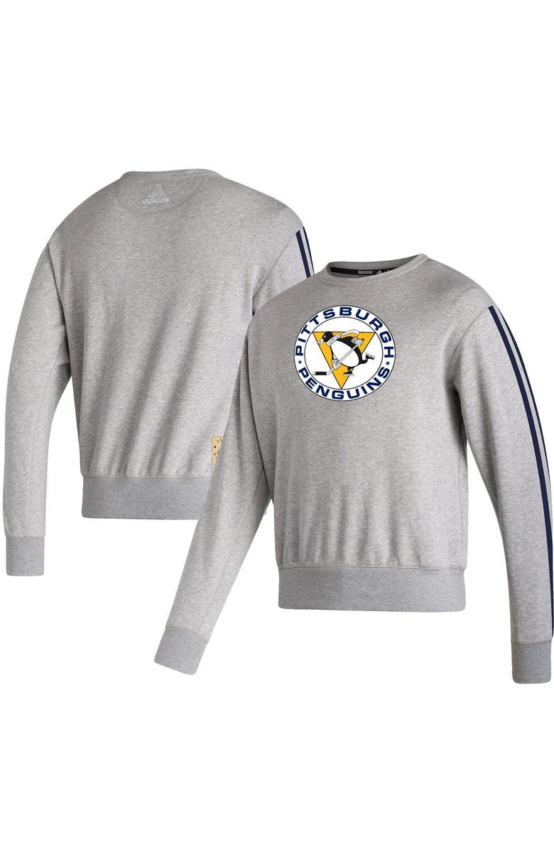 adidas Men's adidas Heathered Gray Pittsburgh Penguins Team Classics Vintage Pullover Sweatshirt, Main, color,