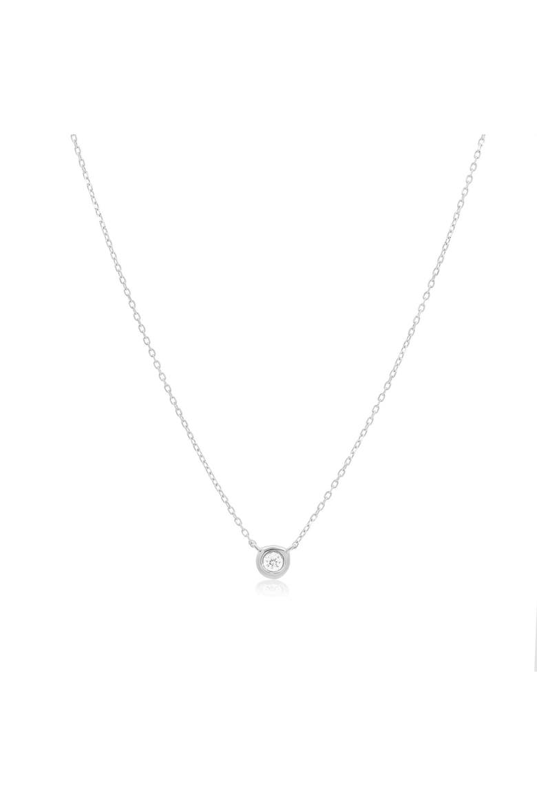 Diamond Single Bezel Necklace, Main, color, White Gold