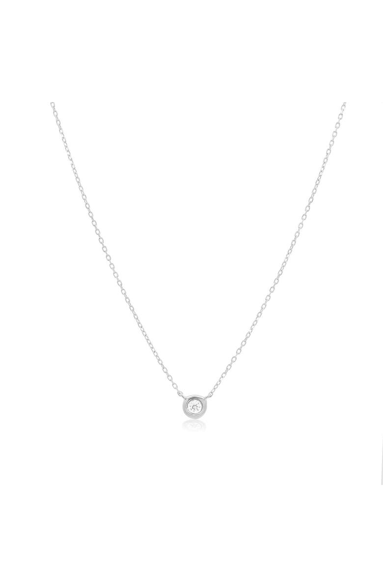 The Lovery Fine Jewelry Diamond Single Bezel Necklace, Main, color, White Gold