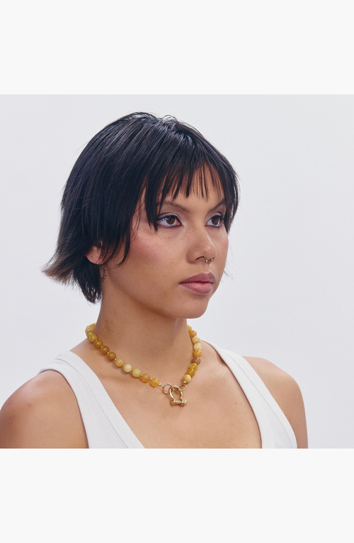 Shop Spicy Dan Sonny Smooth Yellow Opal Gold Plated Necklace In Gold