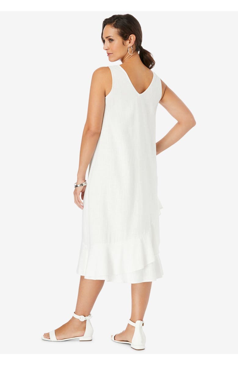 Jessica London Linen Flounce Dress, Alternate, color, White
