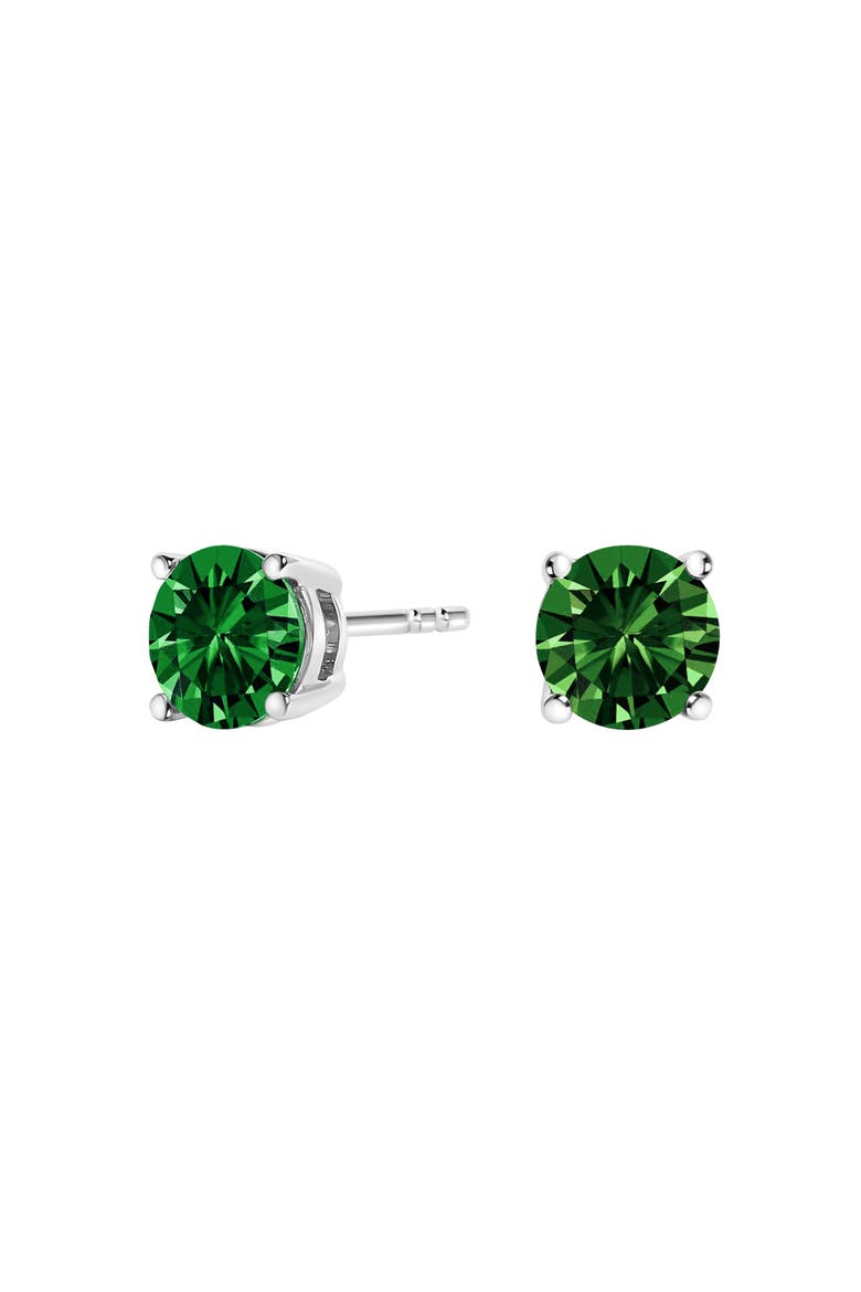 14K Gold 1/2 Cttw Lab Grown Green Diamond Classic Solitaire Stud Earrings, Alternate, color, White Gold