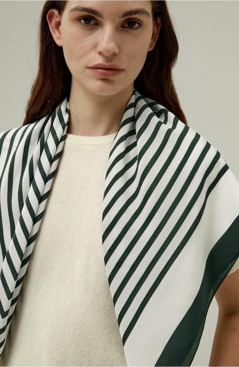 Lilysilk Mid-Century Pattern Silk Scarf, Alternate, color, Lily White