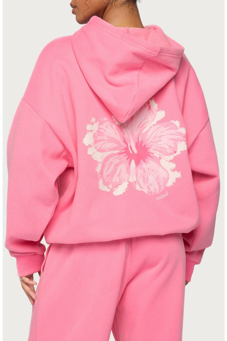 Tropical Bloom Hoodie, Alternate, color, HOT-PINK