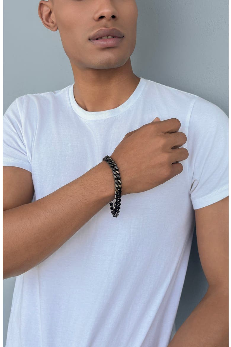 Men's Curb Chain Bracelet, Alternate, color, GUNMETAL